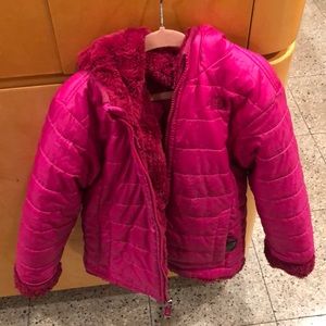 Girls hot pink north face winter coat